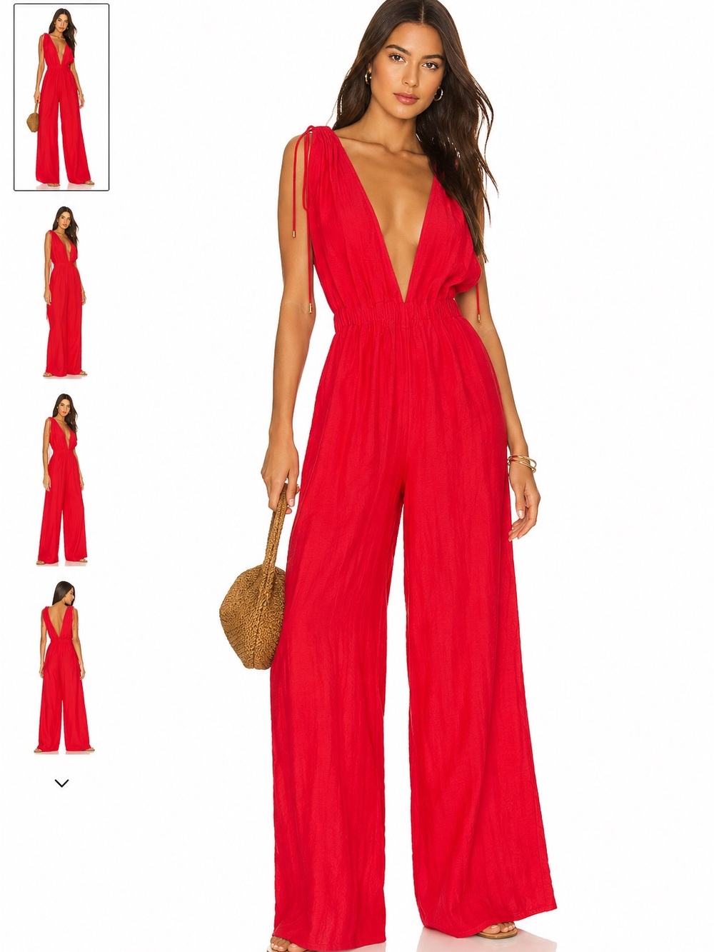 ZARA Red Wide-Leg Jumpsuit | Size M